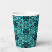 Gobelets En Papier Chic Turquoise Turquoise Retro Oriental Mosaic Mot (Gauche)