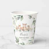 Gobelets En Papier Chic verdure Bois Animaux Baby shower Neutre (Recto)