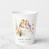 Gobelets En Papier Chic Wild Botanical Aquarelle Inséparables Mariage (Verso)