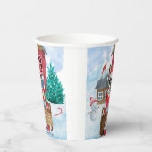 Gobelets En Papier Chien à tête blanche dans la neige Maison de Chien (Droite)