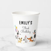 Gobelets En Papier Chien Anniversaire Chiot Pawty Animaux Animaux Ani (Verso)