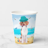 Gobelets En Papier Chien beagle Sur La Plage (Verso)