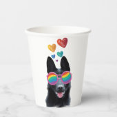 Gobelets En Papier Chien berger allemand avec coeur Saint-Valentin (Recto)