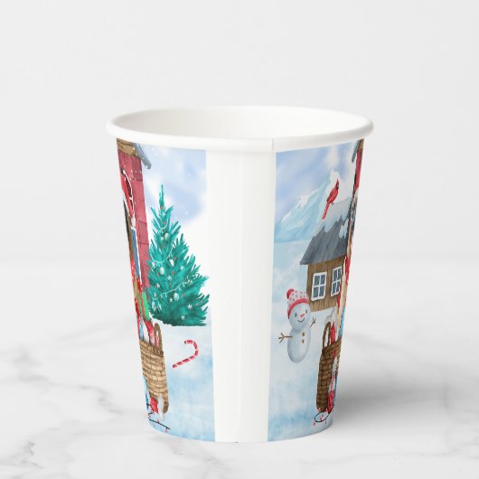 Gobelets En Papier Chien berger allemand dans la neige Maison de chie (Droite)