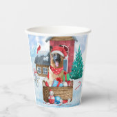 Gobelets En Papier Chien berger allemand dans la neige Maison de chie (Recto)