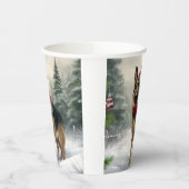 Gobelets En Papier Chien berger allemand en Noël de neige (Gauche)