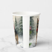 Gobelets En Papier Chien berger allemand en Noël de neige (Droite)