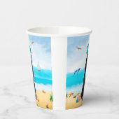 Gobelets En Papier Chien berger allemand noir sur la plage (Gauche)