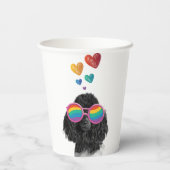 Gobelets En Papier Chien Caniche avec coeurs Saint-Valentin (Verso)