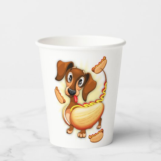 Gobelets En Papier Chien chaud Dachshund (Verso)