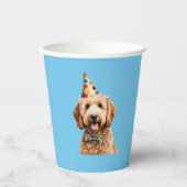 Gobelets En Papier Chien Chien Chien Bleu Anniversaire Paw ty (Recto)