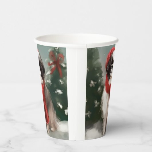 Gobelets En Papier Chien chinois japonais à Noël de neige (Droite)