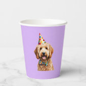 Gobelets En Papier Chien chiot pourpre Anniversaire Paw ty (Verso)