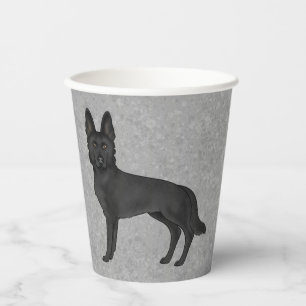 Gobelets En Papier Chien de berger allemand noir de dessin animé debo