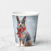 Gobelets En Papier Chien de bétail australien à Noël de neige (Recto)