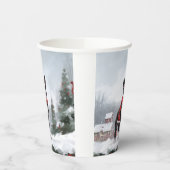 Gobelets En Papier Chien de Boston Terrier pendant Noël de neige (Gauche)