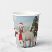 Gobelets En Papier Chien de caniche à Noël de neige (Verso)