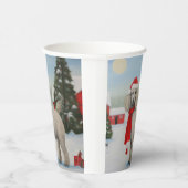 Gobelets En Papier Chien de caniche à Noël de neige (Droite)