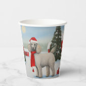 Gobelets En Papier Chien de caniche à Noël de neige (Recto)