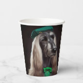 Gobelets En Papier chien de chien afghan en tenue de la Saint-Patrick (Verso)