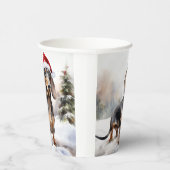 Gobelets En Papier Chien de Dachshund à Noël de neige (Droite)