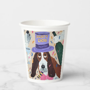 Gobelets En Papier Chien de Fête Basset Hound