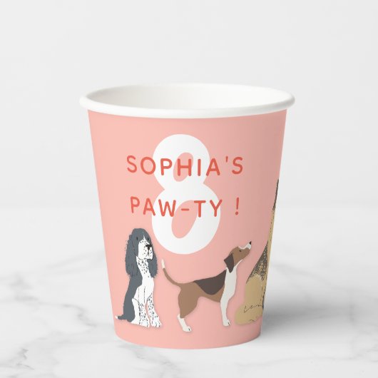 Gobelets En Papier Chien de fête d'anniversaire des enfants de mignon (Recto)