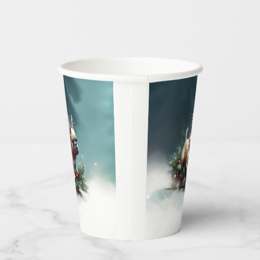 Gobelets En Papier Chien de Noël neige hiver (Droite)