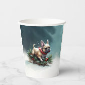 Gobelets En Papier Chien de Noël neige hiver (Recto)