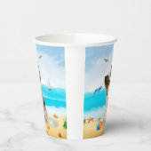 Gobelets En Papier Chien de Papillon sur la plage (Gauche)
