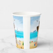 Gobelets En Papier Chien de Papillon sur la plage (Droite)