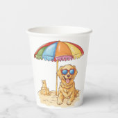 Gobelets En Papier Chien de plage Golden Retriever (Verso)