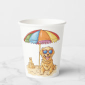 Gobelets En Papier Chien de plage Golden Retriever (Recto)