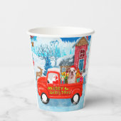 Gobelets En Papier Chien de taureau anglais dans la livraison de Noël (Verso)