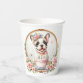 Gobelets En Papier Chien de taureau français mignon Pastel - Annivers (Verso)