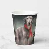 Gobelets En Papier Chien de Wolfhound à Noël de neige (Verso)