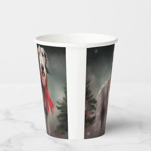 Gobelets En Papier Chien de Wolfhound à Noël de neige (Droite)