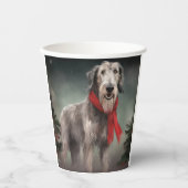 Gobelets En Papier Chien de Wolfhound à Noël de neige (Recto)