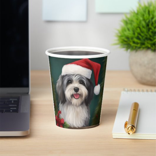 Gobelets En Papier Chien Havanais en Noël de neige (Insitu)