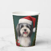 Gobelets En Papier Chien Havanais en Noël de neige (Verso)