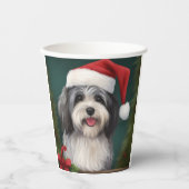 Gobelets En Papier Chien Havanais en Noël de neige (Recto)