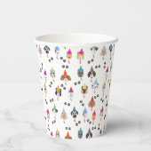 Gobelets En Papier Chiens de fête d'anniversaire Pawty mignons (Verso)