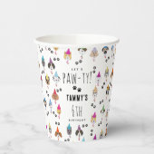 Gobelets En Papier Chiens de fête d'anniversaire Pawty mignons (Gauche)
