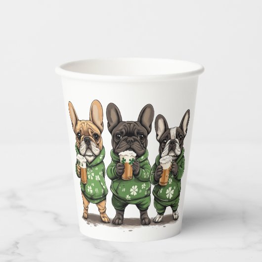 Gobelets En Papier Chiens de la Fête de la Saint-Patrick (Recto)