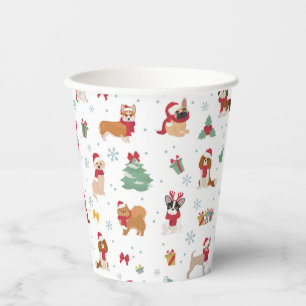 Gobelets En Papier Chiens de Noël en accessoires de vacances