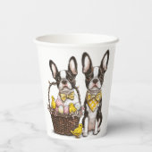 Gobelets En Papier Chiens de Pâques Boston Terrier (Verso)
