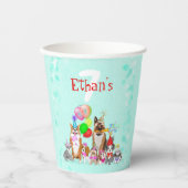 Gobelets En Papier Chiens mignons Anniversaire Célébration Paw-ty (Recto)