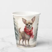 Gobelets En Papier Chihuahua Chien dans Noël de neige (Verso)