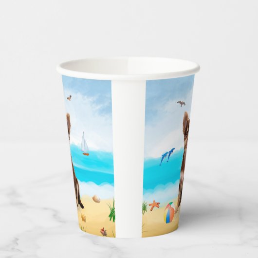 Gobelets En Papier Chihuahua Dog sur la plage (Gauche)