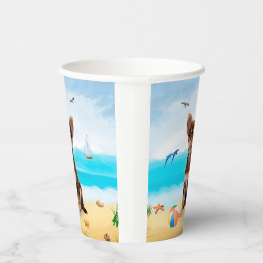 Gobelets En Papier Chihuahua Dog sur la plage (Droite)